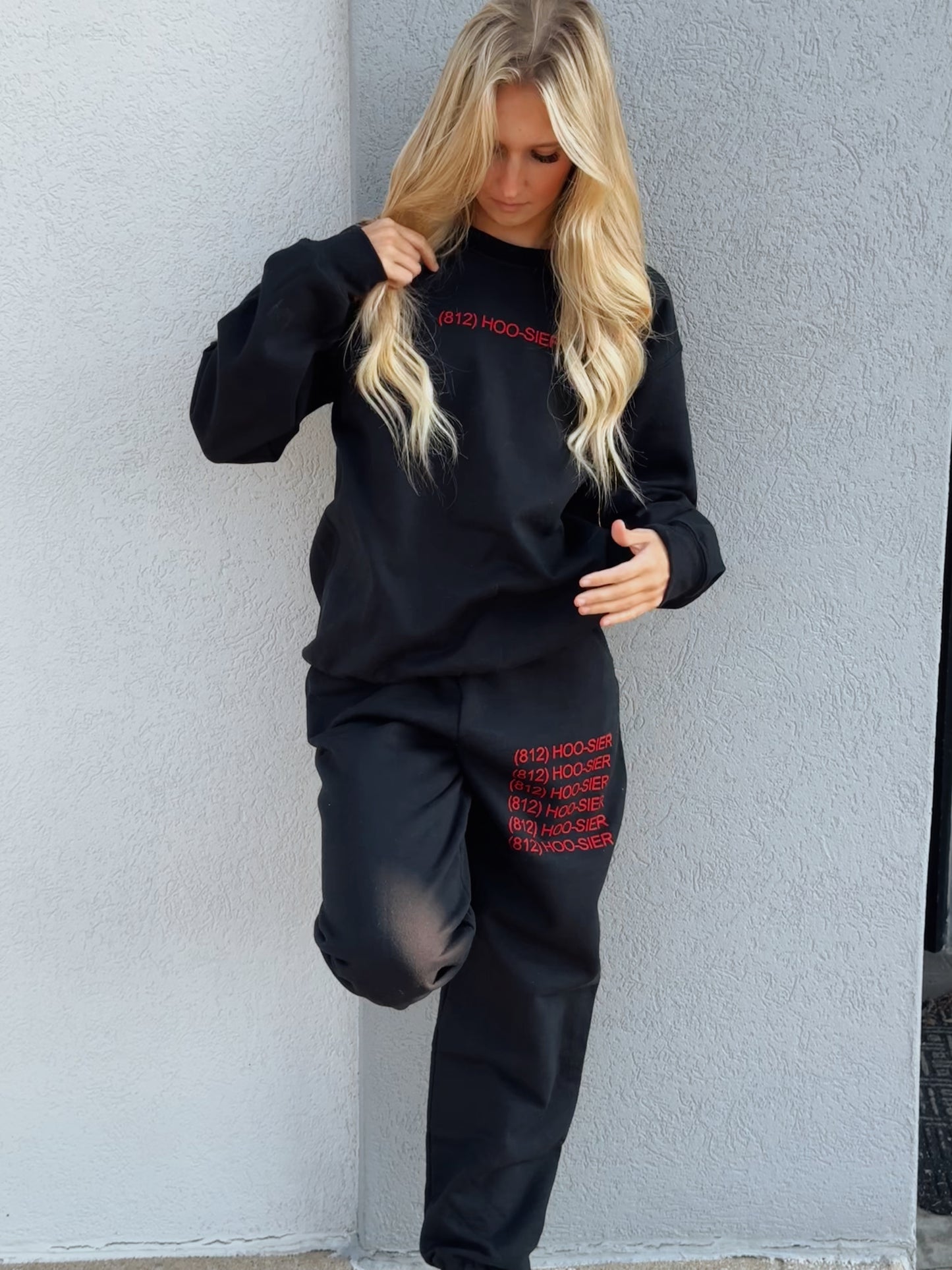 call (812) HOO-SIER matching sweat set